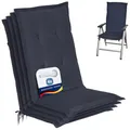 Beautissu 4er Set Gartenstuhlauflage 120x50x6 cm Loft HL Dunkelblau – Hochlehner Polster Auflage, Sitzpolster & Sitzkissen für Hochlehner Gartenmöbel - Weiche Stuhlauflage mit Schaumkern Füllung