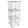 Aigentlich Drahtwürfel-Regal 3 Fächer Madrid, Drahtwürfel Metall Schwarz H109 x B38,5 x T38,5cm, Verkaufswand Büroregal erweiterbar, Verkaufsregal Steckgittersystem einfacher Aufbau, Schaufensterregal