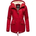 Marikoo Winterjacke Manolya stylischer Kurzmantel mit weichem Teddyfell-Futter rot M (38)