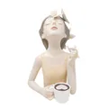 Deko Büste DAME MIT KAFFEETASSE - H: 26cm, Kunststein, Formano Dekofigur