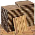 Tectake Terrassenfliesen Tabula 40Er Set Mit Klicksystem Massives Akazienholz 40Er Set 31 x 31 x 2 20 cm Braun