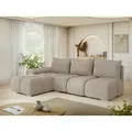 MIRJAN24 Ecksofa Bestii, mit Schlaffunktion und Bettkasten, Rückenlehne in Form beweglicher Kissen beige