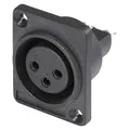 Hicon HI-X3DF-P XLR-Steckverbinder Flanschbuchse, Kontakte gerade Polzahl (num): 3 Schwarz 1St.