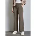 Bügelfaltenhose STREET ONE, Damen, Gr. 42, Länge 30, braun (muddy braun), Web, Obermaterial: 61% Viskose, 32% Polyamid, 7% Elasthan, unifarben, elegant, normal knöchellang, Hosen, mit Bügelfalten