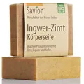 Savion Ingwer-Zimt Körperseife, Würzige Pflanzenölseife, Palmölfrei, Vegan, Tierversuchsfrei, 80g