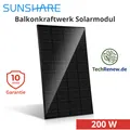 Sunshare RAY 200W Solarpanel Full Black für Balkonkraftwerk leicht kompakt