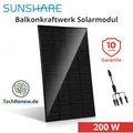 Sunshare RAY 200W MC4 Solarmodul Full Black für Balkonkraftwerk leicht