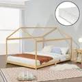 [en.casa] - Kinderbett Vindafjord 160x200cm Bambus Mit Matratze