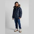 Minoti Sportjacke Wattiert Dunkelblau für Jungen - Winterjacke Kinder mit Kapuze und Kunstfell