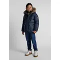 MINOTI Winterjacke Winterjacke mit Fleece-Futter und Kapuze mit Kunstfellbesatz  (2y-14y) blau 146-152cm