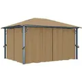 vidaXL Pavillon mit Vorhang 400x300 cm Taupe Aluminium 313894