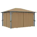 vidaXL Pavillon mit Vorhang 400x300 cm Taupe Aluminium