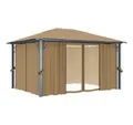 vidaXL Pavillon, Partyzelt mit Vorhang 400x300 cm Taupe Aluminium