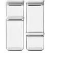 4x1 Brabantia Vorratsdose Tasty eckig, hellgrau - Grau/Transparent