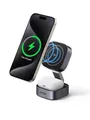 UGREEN MagFlow Qi2 zertifizierte 15W 2 in 1 Ladestation kompatibel mit MagSafe faltbares Wireless Charger für iPhone 17/16/15/14/13, AirPods 2/3, mit 1M Kabel, ohne Netzteil