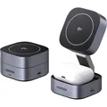 Faltbares induktives Ladegerät Reise 2-in-1 15W mit Mag Qi2 USB-C Ugreen Grau