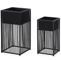 WOHNLING Pflanzenständer Metall schwarz quadratisch 25,0 / 20,0 x 50,0 / 40,0 cm, 2 St.