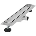 Luxebath - Duschrinne 50 Cm 2in1, Befliesbar, Extra Flach, Edelstahl, Silber, Doppelseitige Bodenablauf, Komplettset Bodenbefestigung, Duschablauf, Siphon Mit Geruchsstop, Haarsieb, Ablaufrinne Dusche