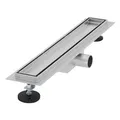 LuxeBath Duschrinne 50 cm 2in1, befliesbar, extra flach, Edelstahl, Silber, Doppelseitige Bodenablauf, Komplettset Bodenbefestigung, Duschablauf, Siphon mit Geruchsstop, Haarsieb, Ablaufrinne Dusche