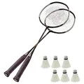 Badminton Set 2 Schläger 6 Bälle, Badmintonschläger, Federball, Badmintonball
