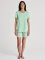 CALIDA Pyjama Calida Damen Kurzpyjama 46254 Soft Green (1 Stück, 1 tlg., 1 Stück) weich auf der Haut