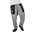 virblatt - Haremshose Damen & Haremshose Herren | Baumwolle | Goa Hose Herren Pumphose Aladinhose Hippie Hose leichte Sommerhose Yoga - Mondlandung S-M grau