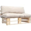 vidaXL Outdoor-Sofa Paletten mit Kissen in Sandfarben Kiefernholz 277476