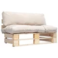 vidaXL Holz Palettensofa mit Sandfarbigen Kissen Palettenauflage Palettenkissen Paletten Polster Sofa Gartensofa Palettenmöbel Gartenmöbel In/Outdoor