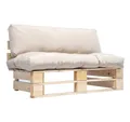 vidaXL Loungesofa Outdoor-Sofa Paletten mit Kissen in Sandfarben Kiefernholz, 1 Teile