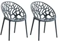 CLP 2er Set Gartenstühle Hope Kunststoff I Stapelstühle wetterfest und UV-beständig I Outdoorstühle pflegeleicht I Sessel für draußen, Farbe:anthrazit