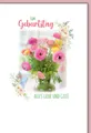Geburtstag - Karte mit Umschlag - Ranunkel, Blumenranke