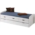 Inter Link - Ulli Einzelbett 90x200 Bett Einschließlich Lattenrost, 3 Kleine Und 1 Grosse Schublade/gästebett, Weiss.