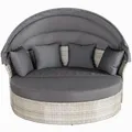 Riess Ambiente Outdoor Sonneninsel Playa Living 165cm dunkelgrau Polyrattan Aluminium inklusive Kissen wetterfest