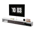 VEVOR TV Schrank hängend Wandhalterung, Fernsehschrank mit Kabelloch, schwebendes TV-Regal mit Stauraum für DVD-Player Kabelbox Spielekonsole, Hängeschrank 52 kg belastbar Weiß 180 cm Länge