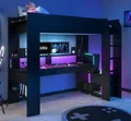 Hochbett schwarz Gaming LED Jugendzimmer Bett mit Schreibtisch Parisot Online1