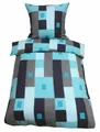 3 teilig Bettwäsche 200 x 200 cm türkis anthrazit grau Thermofleece Winter Set