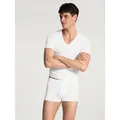 CALIDA V-Shirt Evolution mit tiefem V-Ausschnitt, Interlock-Qualität, Kurzarm, elastisch weiß S (46/48)