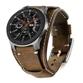 Leotop Kompatibel mit Samsung Galaxy Watch 46mm/Gear S3 Frontier/Galaxy watch 3 45mm/Classic Armband，22mm Echtes Leder Uhrenarmband Cuff Ersatz Armbänder mit für Männer Frauen (22mm, Kaffee)