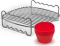 Philips Zubehör-Set - 1 zweilagiges Zubehörteil für den Airfryer - Zubehör-Set - Philips - Rot - Silber - Chromstahl - Edelstahl - Silikon (HD9904/01)