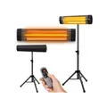 Heidenfeld Infrarot-Heizstrahler IH100, mit Stativ, 850-2500 Watt, Fernbedienung, Edelstahl, Timer