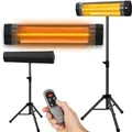 Heidenfeld Infrarot-Heizstrahler IH100 | Standheizung - Terrassen Heizung - Heizung Elektrisch - 3 Stufen - Stativ Höhenverstellbar - Fernbedienung