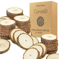 Smart-Planet 40 Stücke Holzscheiben - Rund 9-10 cm Durchmesser Baum Scheiben ohne Loch aus Naturholz - glatte Untersetzer zum Basteln - Holz Log Deko