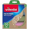 Vileda Allzwecktuch Microfibre 100% Recycled, 30 x 30 cm, aus Mikrofaser, 3-farbig, waschbar, 3 Stück