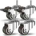 GBL 4x Möbelrollen mit 2 Bremsen - 4 Schwerlast Rollen für Möbel mit 2 Bremsen - 25mm M6x15mm Gewinde x 40kg Schwerlastrollen - Lenkrollen Transportrollen Laufrollen