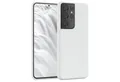 EAZY CASE Handyhülle Premium Silikon Case für Samsung Galaxy S21 Ultra 6,8 Zoll, Silikon Schutzhülle mit Kameraschutz kratzfest Handy Softcase Weiß