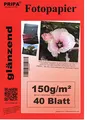A3 pripa 40 Blatt Fotopapier Photopapier 150g/qm - glossy glanz - sofort trocken - wasserfest - hochweiß - sehr hohe Farbbrillianz fuer InkJet - Tinten Drucker