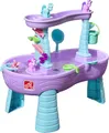 Step2 Rain Showers Wasserspieltisch Einhorn/Unicorn | Großer Wassertisch mit 13-teiligem Zubehörset | Garten Wasser Spieltisch für Kinder in Violett und Blau