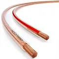 deleyCON 10m Lautsprecherkabel 2x 1,5 mm² - reines Kupfer - OFC Speaker Cable Kabel - Audio Boxenkabel für HiFi Lautsprecher & Surround - Polaritätskennzeichnung - Transparent