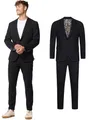 JEFF Herren JFEzra Set Anzug 2-teilig Sakko Hose Bundle | elastischer Herrenanzug Regular Fit für Männer Black, 50