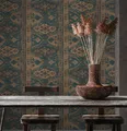 Vliestapete orientalischer Wandteppich Marrakesch petrol braun ethnolook 37868-2
